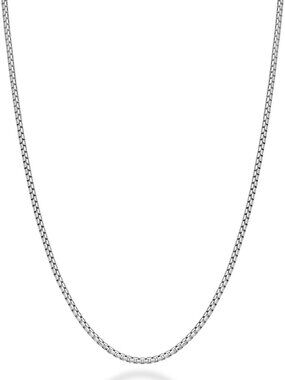 925 Sterling Silver 2mm Round Box Chain Necklace for Women & Men - Elegant